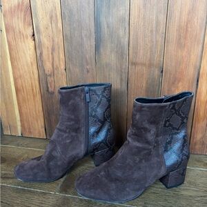 Brown Suede & leather snakeskin Ankle Boots 7.5